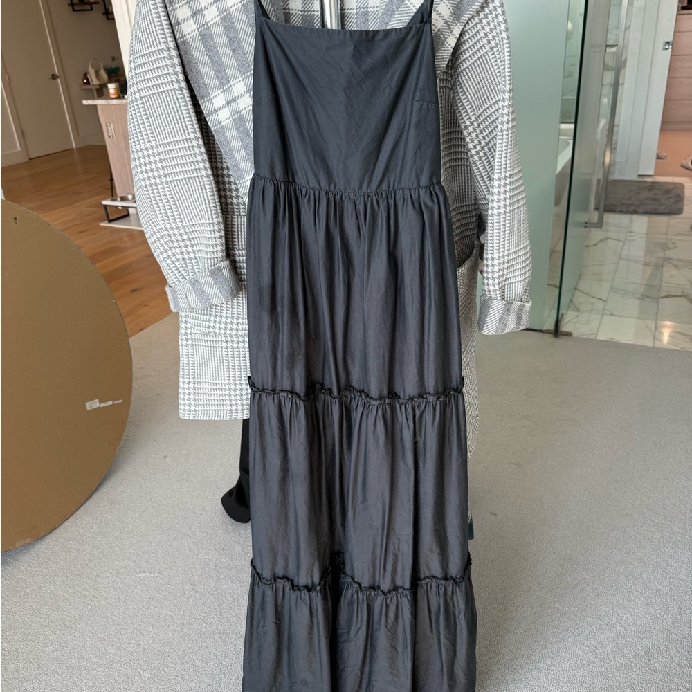 Black Tiered Maxi Dress, Tie Back